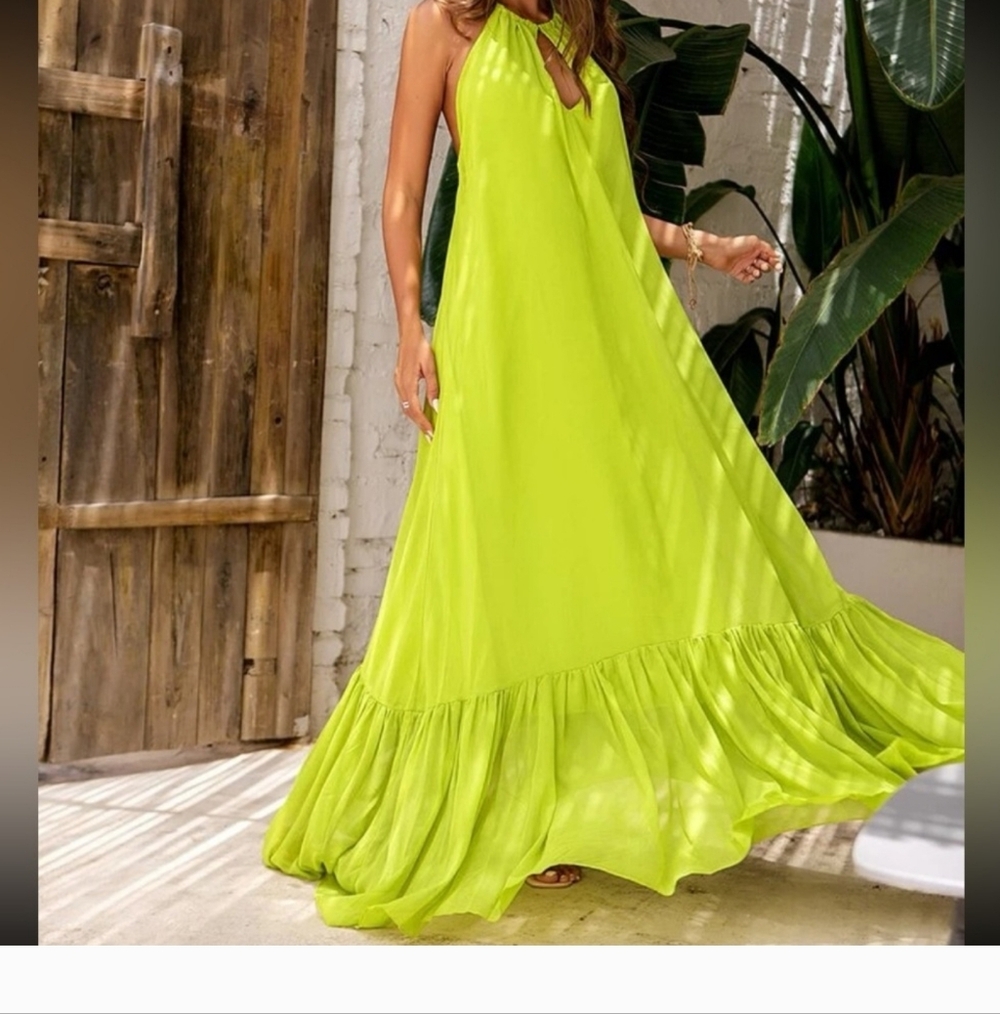 SHEIN Vibrant Lime Maxi Dress